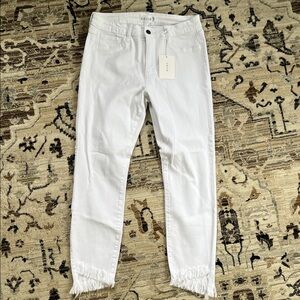 Cello White Jeans with Frayed Hem